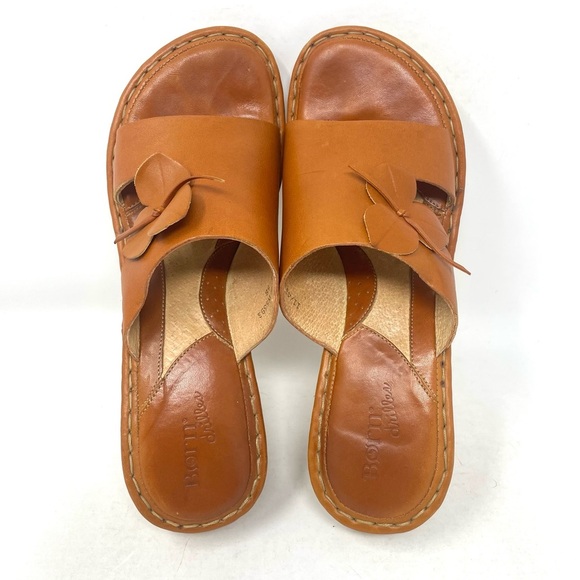 Born Drilles Leather‎ Flower Wedges Brown Womens 11 - Picture 6 of 8